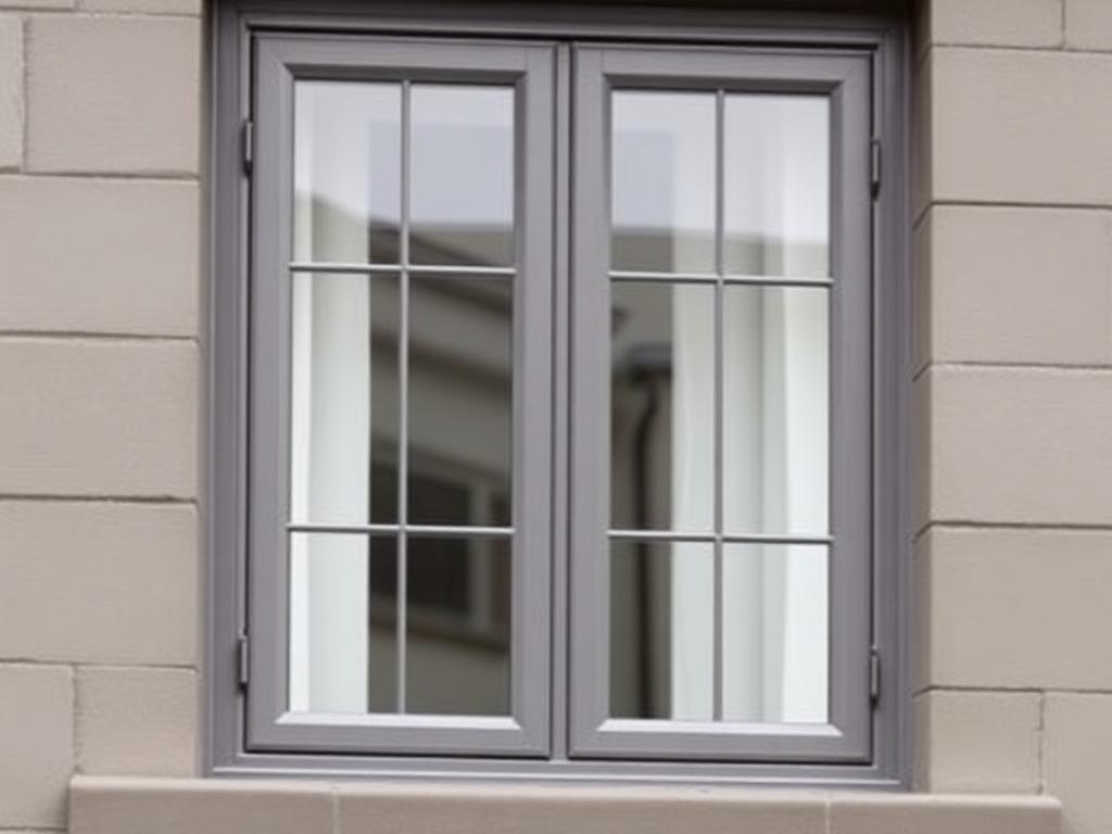Resprayed uPVC sliding sash window with Georgian glazing bars on a Scottish townhouse.