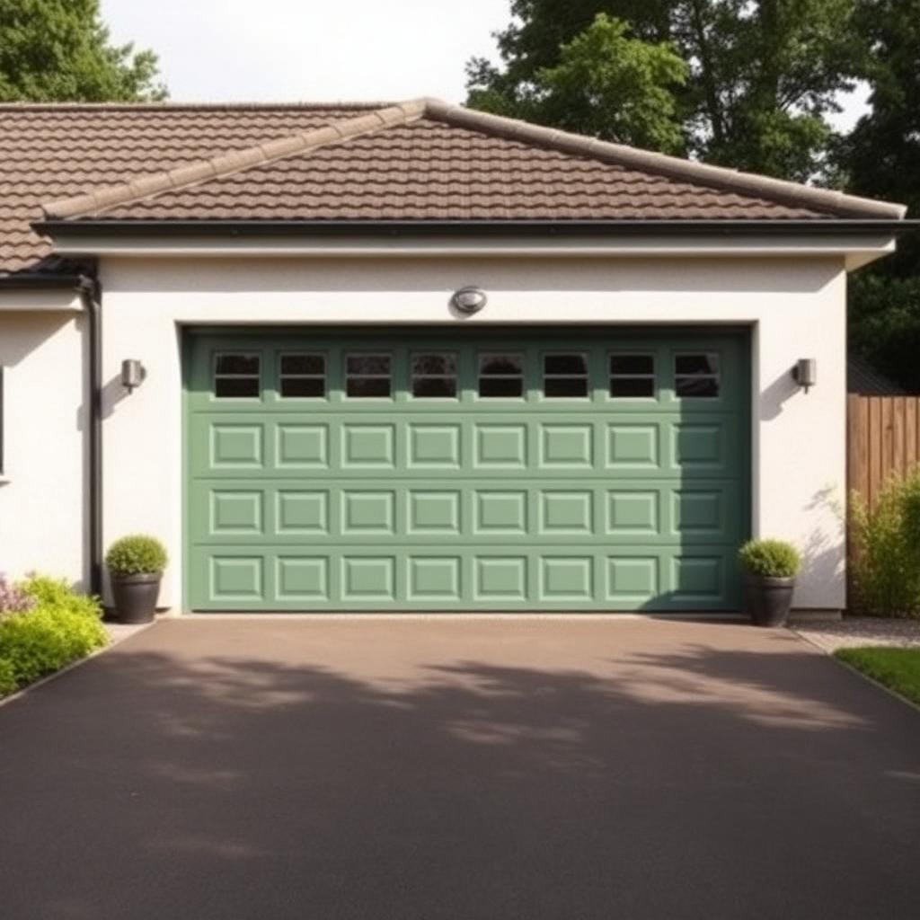 Chartwell green roller garage door on a Milngavie bungalow.