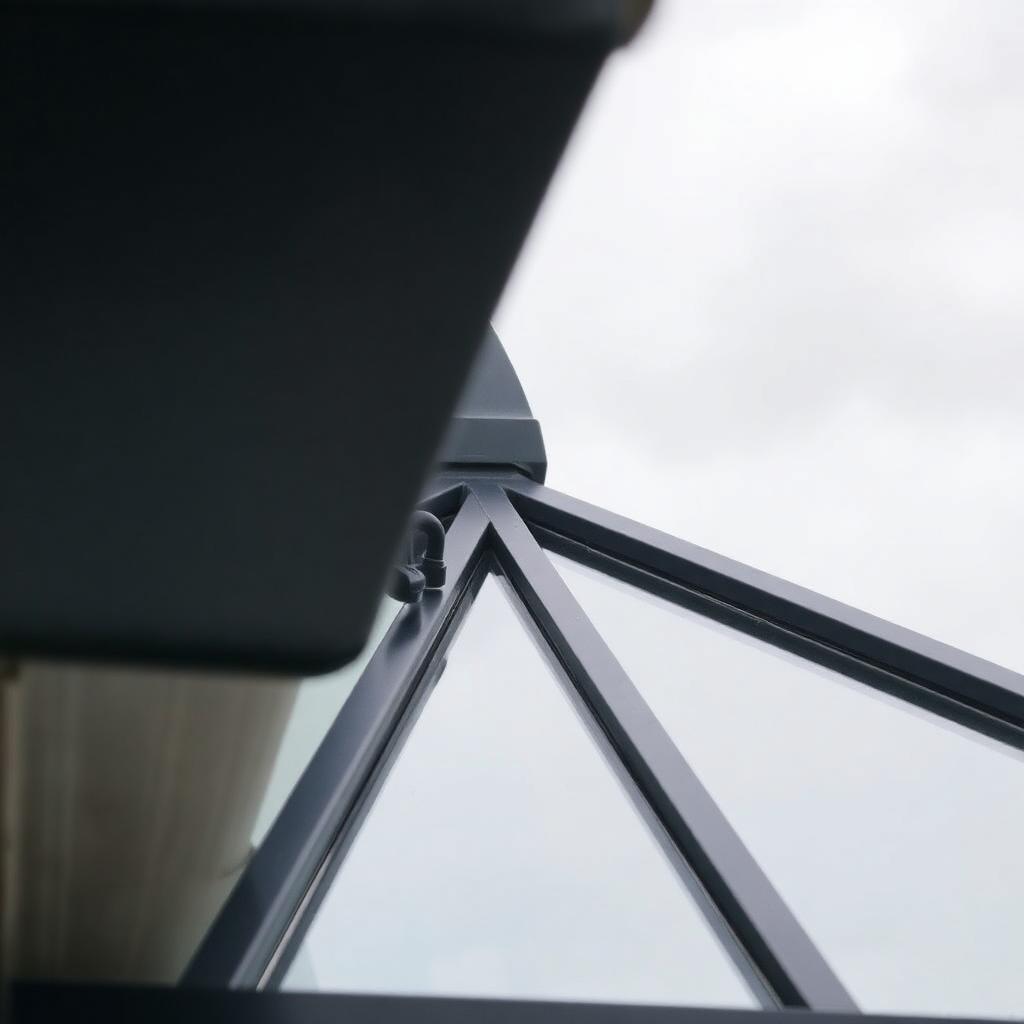 Resprayed anthracite grey uPVC conservatory roofline against soft Scottish sky.